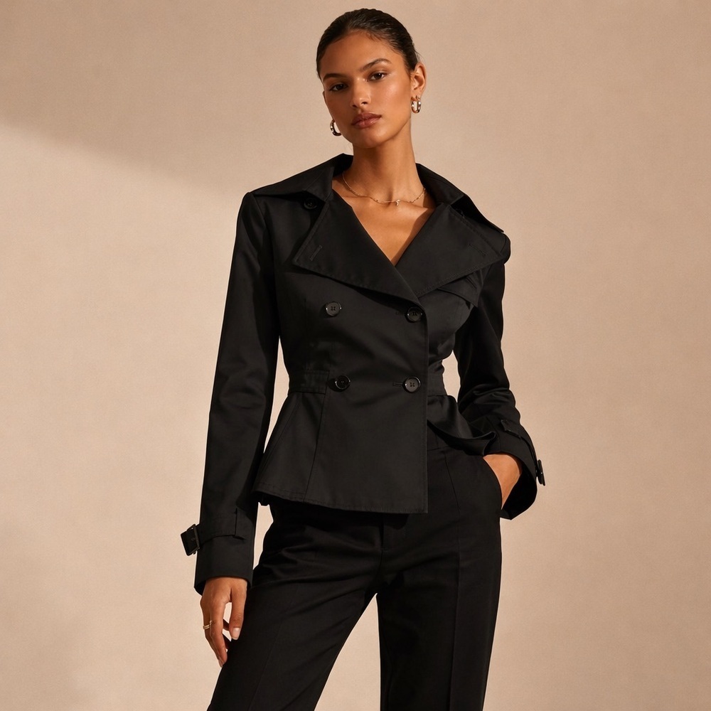 Theory Black Structured Button Front Jacket Minimalist Designer Blazer Size P